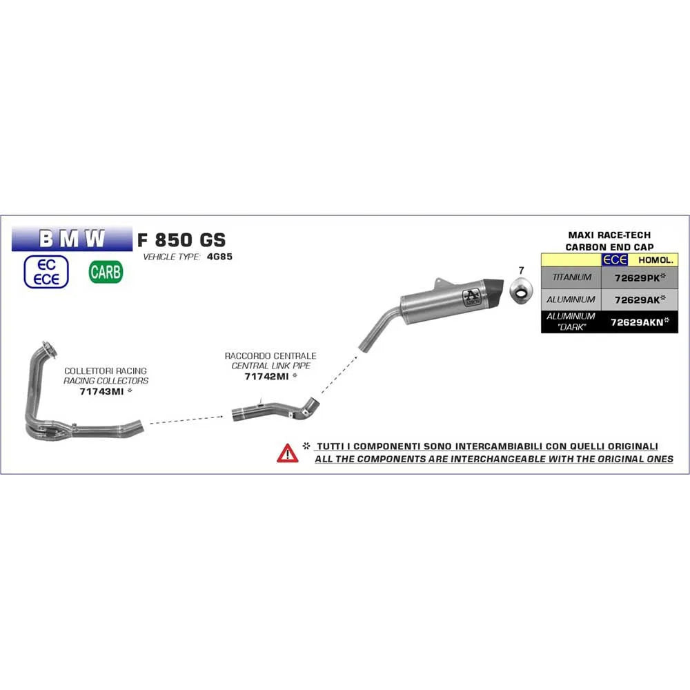 ARROW MAXI RACE TECH CARBON ALU DARK FOR BMW F850GS 2018-20