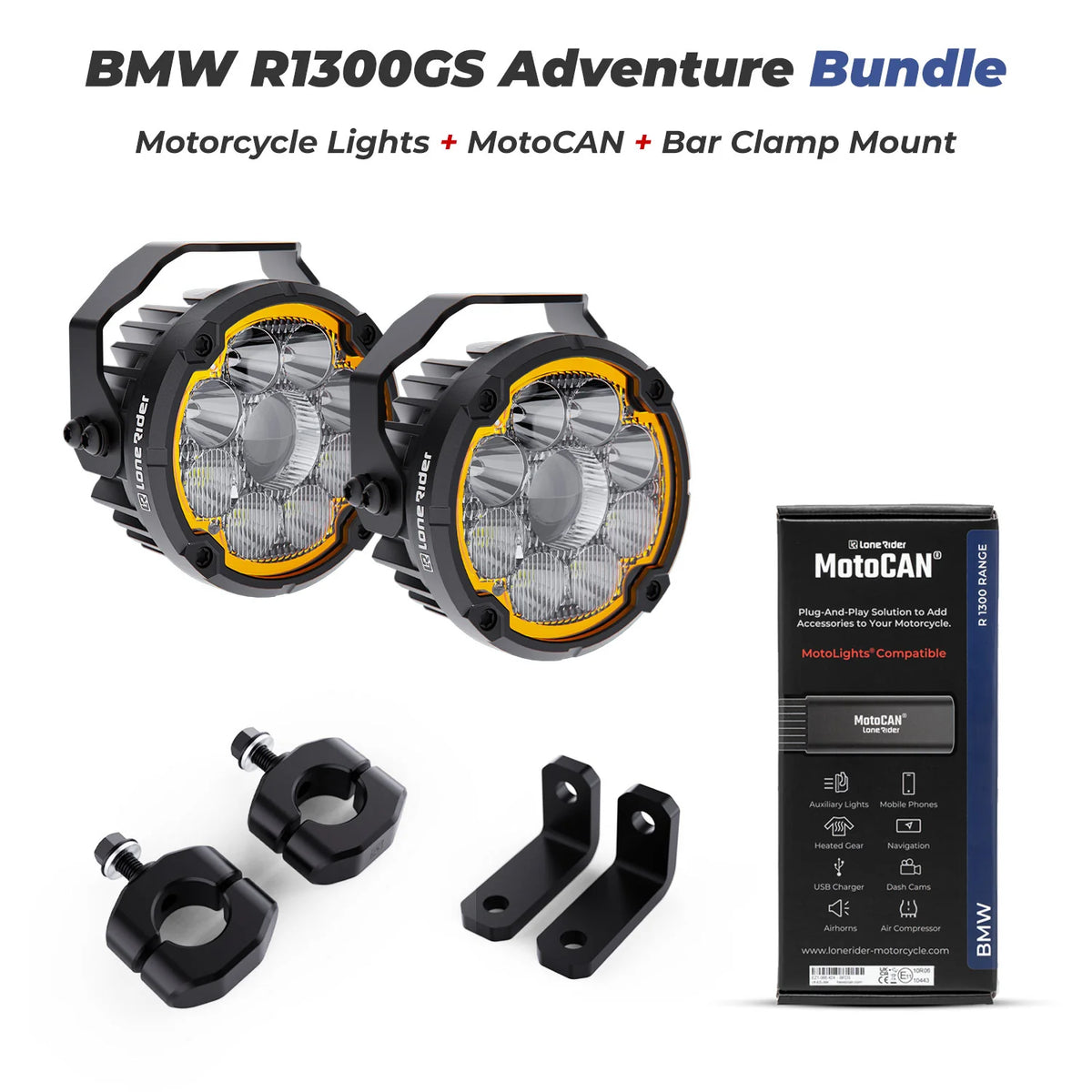 Lonerider LIGHTS SET + MOTOCAN + BAR CLAMP MOUNT GS/GSA1300